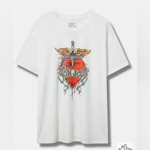 Bon Jovi Relaxed Fit Cotton Boxy Tee Size 2